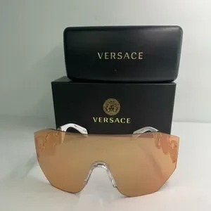 Versace VE2258 10027J Sunglasses Dark Brown Mirror Rose Gold Shield 45mm Versace Sunglasses VE2258 10027J 45mm White / Dark Brown  main image 4